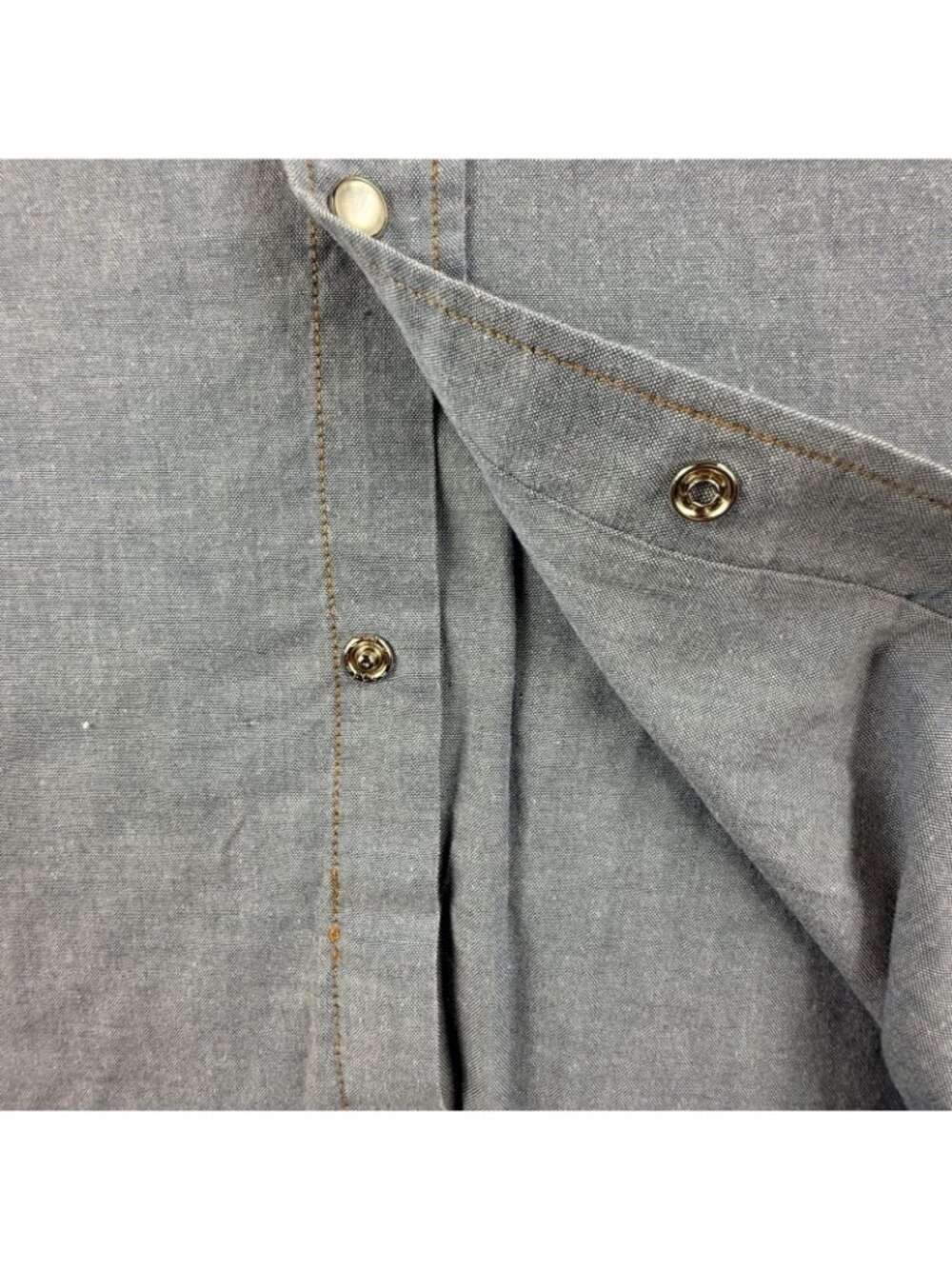 Vintage Walls Shirt Men 2XL Blue Solid Short Sleeve Western Snap Chambray Pocket - Picture 6 of 13